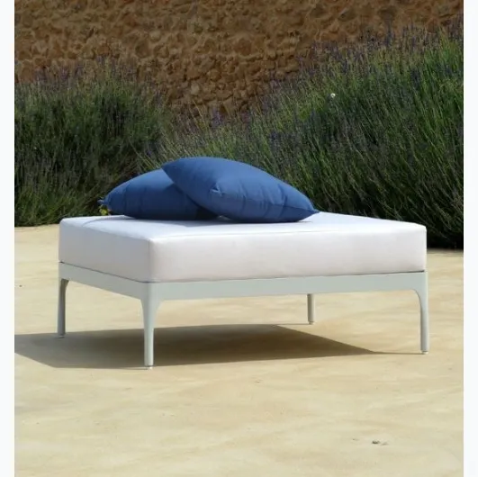 Infinity fabric and aluminum pouf by Ethimo.