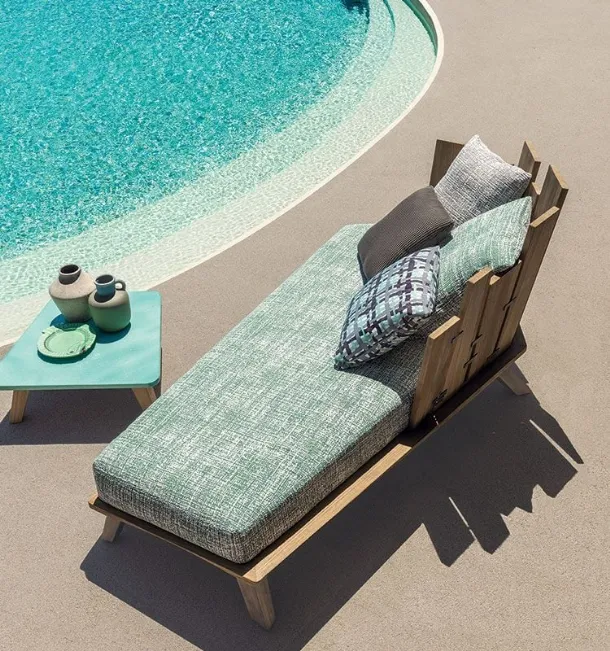 Rafael teak and fabric sofa with Ethimo coffee table