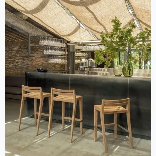 Ribot stool in teak by Ethimo.