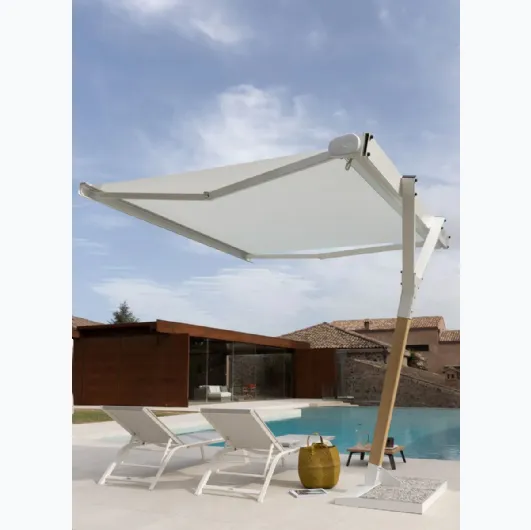 Salento manual umbrella in aluminum and cement with acrylic fabric by Unopiu