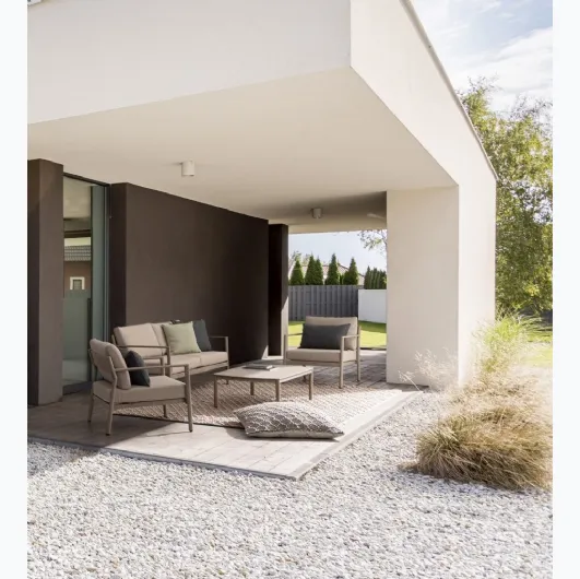 Sirius living room set in painted aluminum with wood effect by Bizzotto