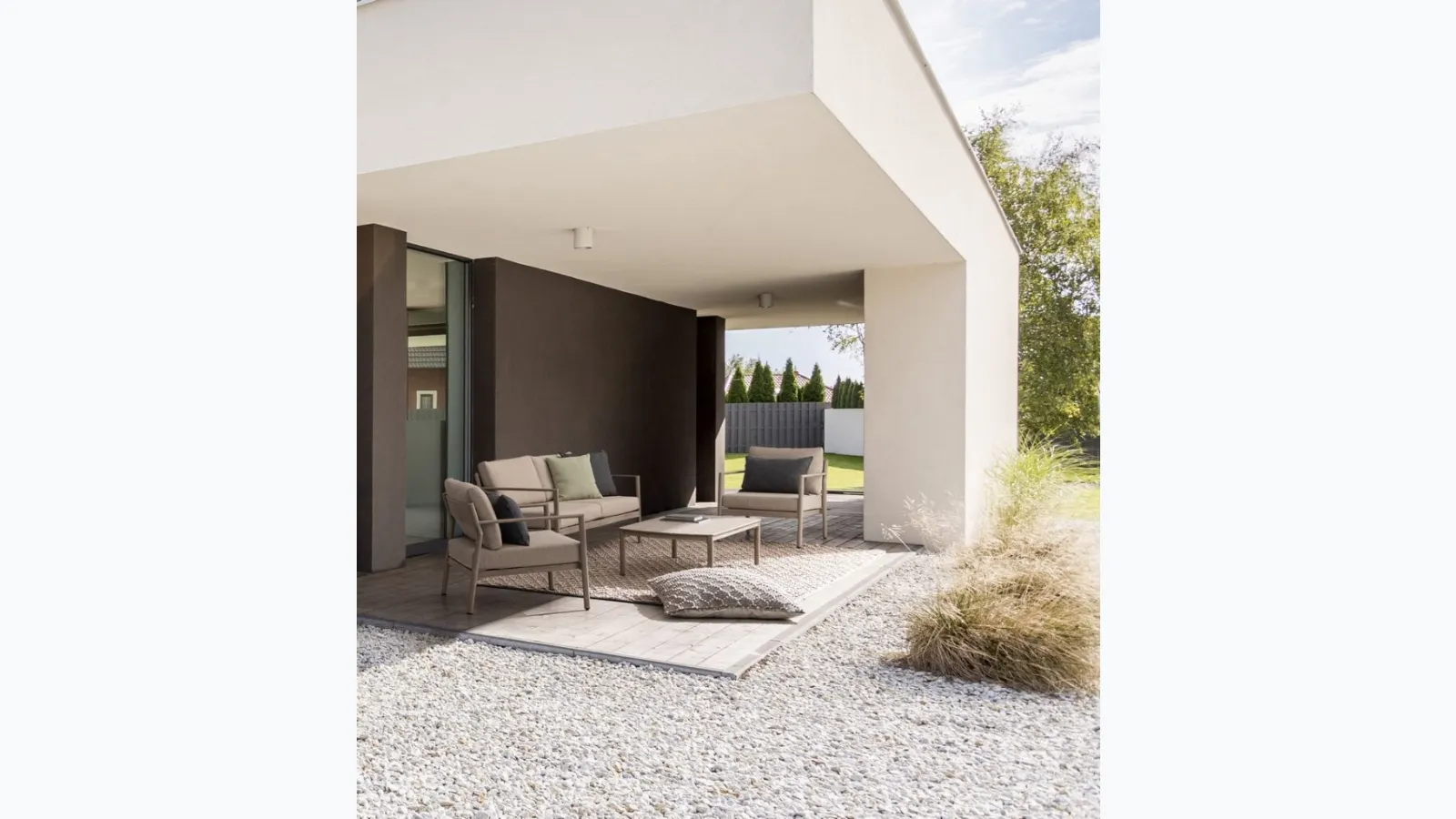 Sirius living room set in painted aluminum with wood effect by Bizzotto
