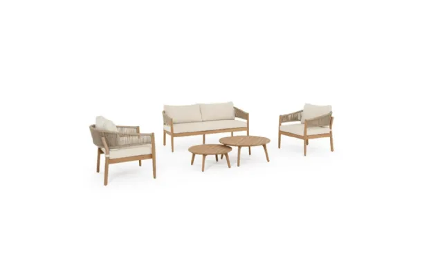Thiago living room in acacia wood by Bizzotto