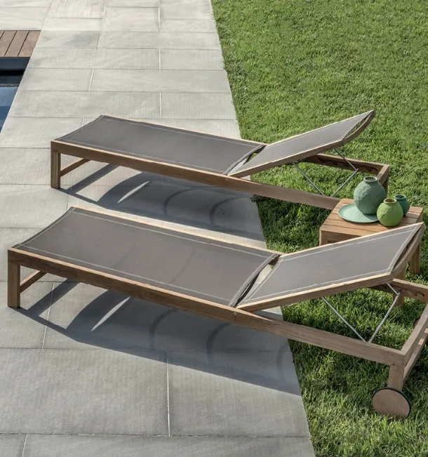 Teak Sand Lounger with Ethimo Cover.