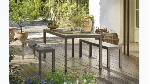 Outdoor set with table and benches in painted aluminum Rio Bench Alu by Nardi.