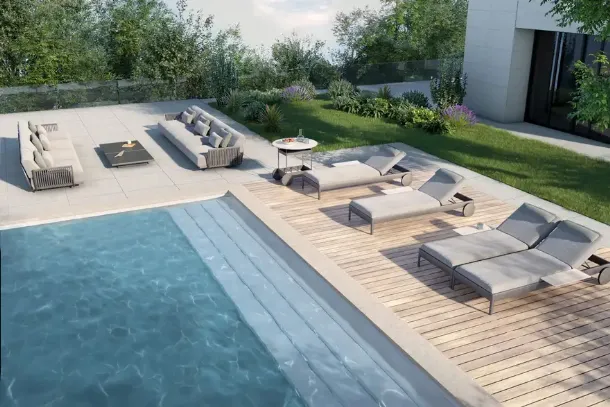 Solaris sunbed in painted aluminum and Fast fabric