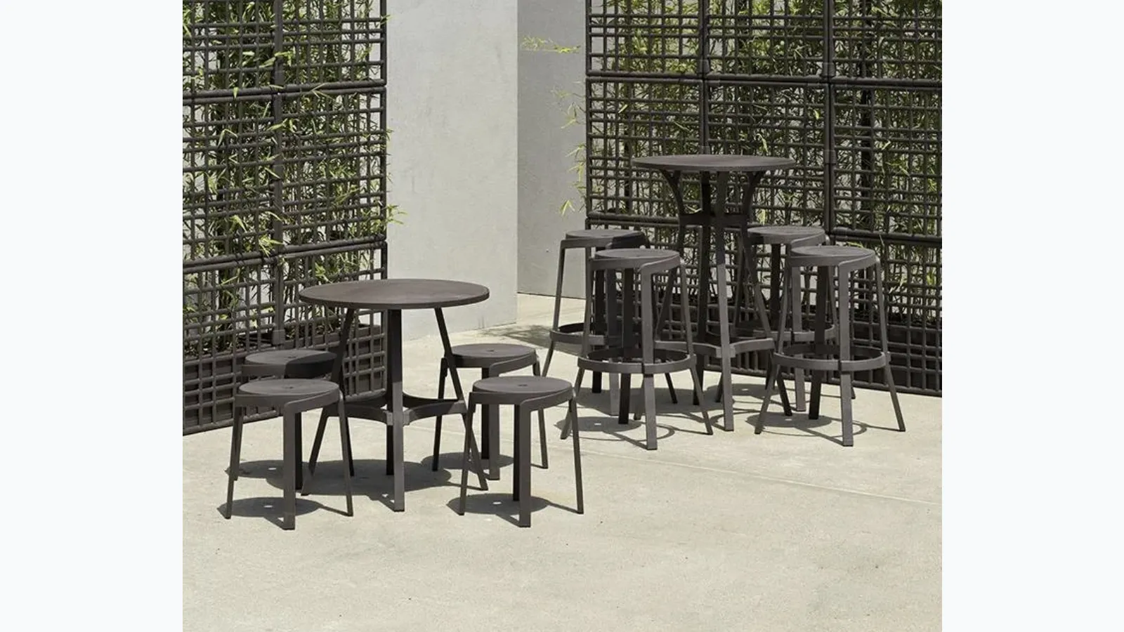 Outdoor polypropylene stools Stack by Nardi.