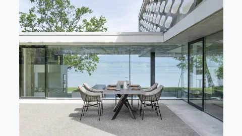 Summer Set Chair Armchair in metal and fabric by Varaschin