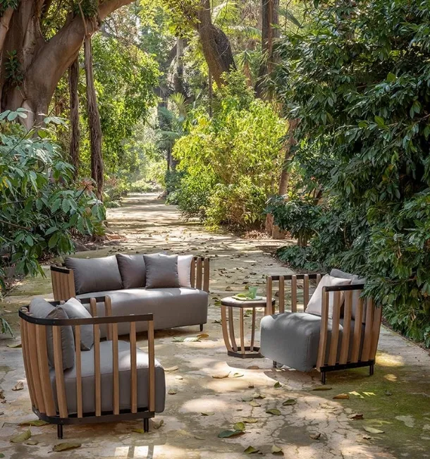 Outdoor Swing Teak and Aluminum Lounge by Ethimo