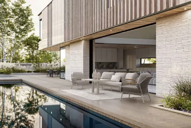 Height-adjustable Talete table in Bizzotto sinterized stone