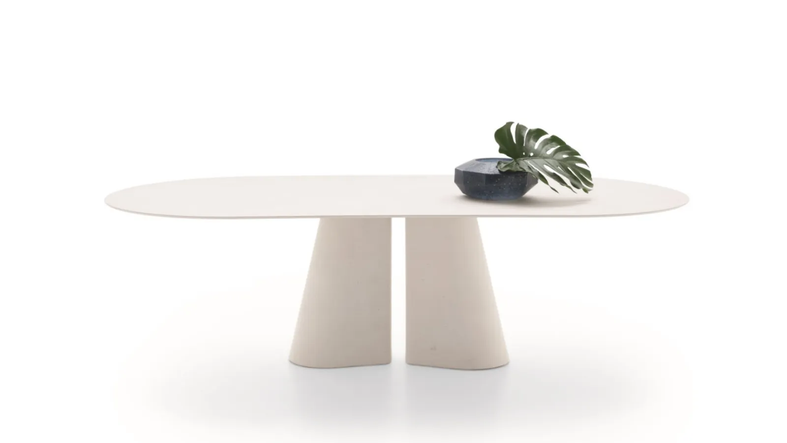 Pillar Table with porcelain stoneware top and cement base by Ditre Italia.