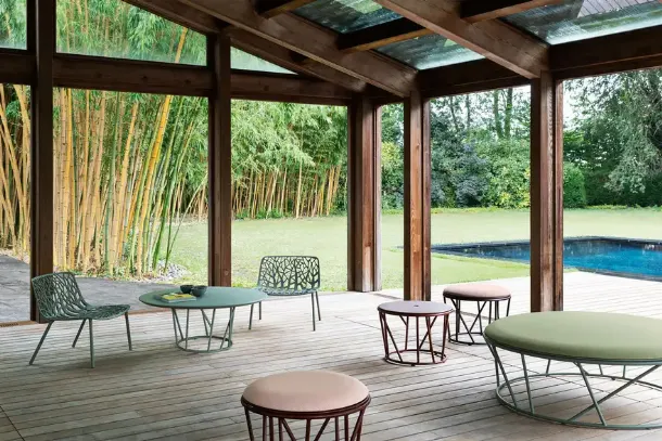 Wild painted aluminum coffee table by Fast