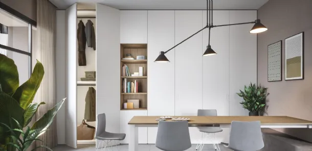Wardrobe with hinged doors 05B in White Cinquanta3 melamine.