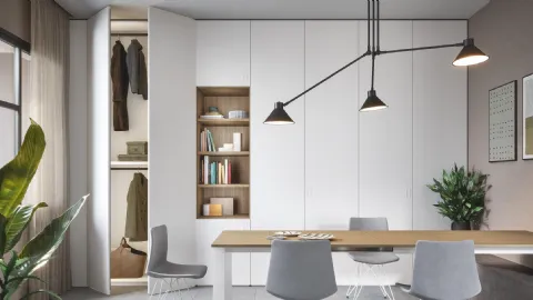 Wardrobe with hinged doors 05B in White Cinquanta3 melamine.