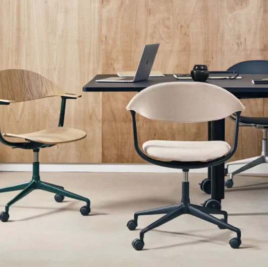 Mynt operational chair made of fabric, wood, or plastic by Vitra.