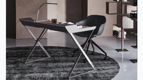Qwerty Operational Desk in steel and leather by Cattelan Italia.