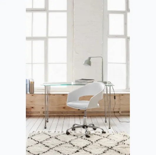 Operational desk in glass and steel Rondò by Bizzotto.