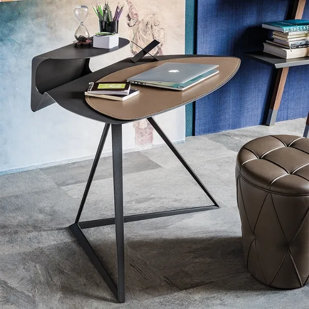 Operational steel and leather Storm desk by Cattelan Italia.