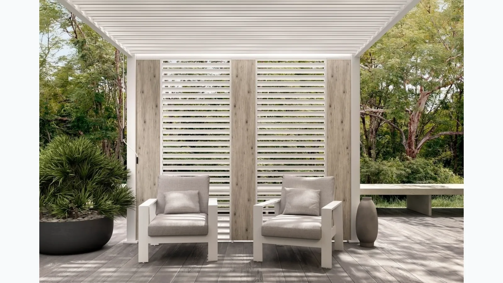 Pergola Ocean Bianco on the Bizzotto island.