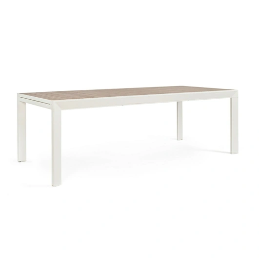 Belmar table in aluminum with wood effect by Bizzotto.