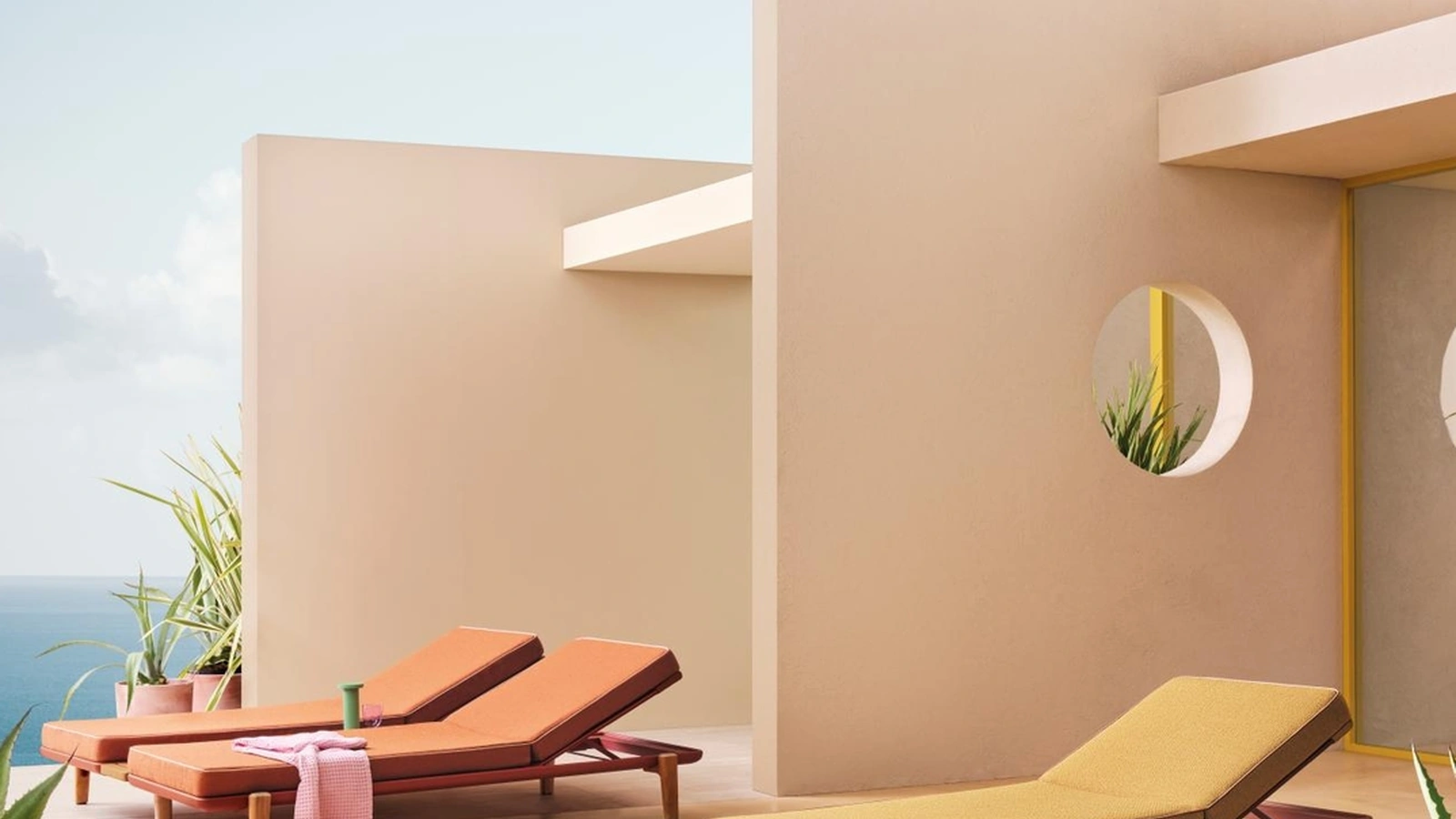 Sun lounger Fibra in aluminum and teak by Pedrali