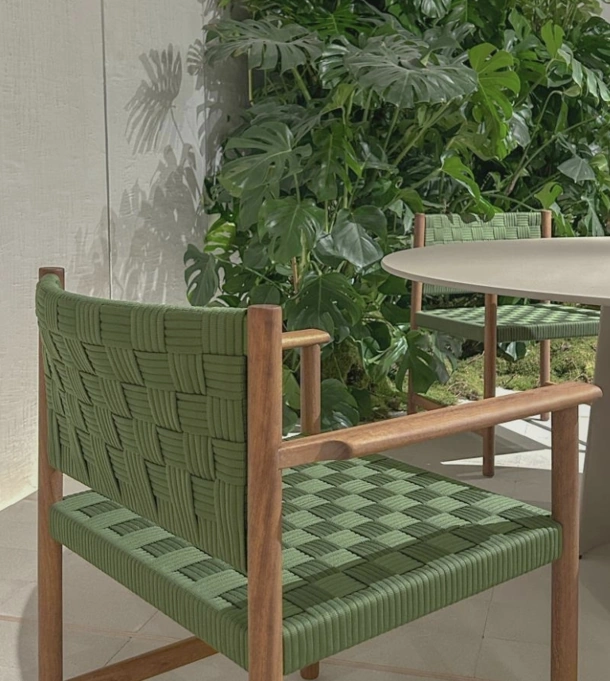 Griante chair in polypropylene yarn and teak by Pedrali