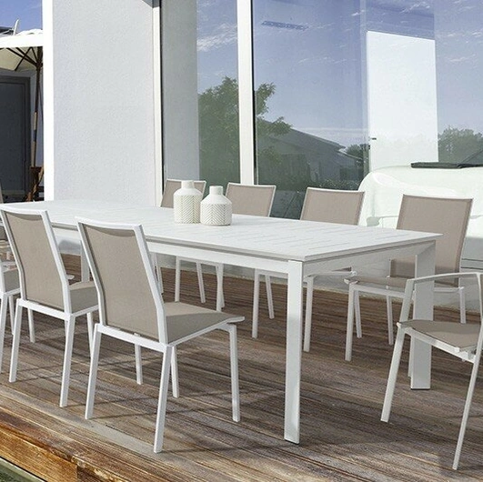 Square Konnor table in aluminum by Bizzotto