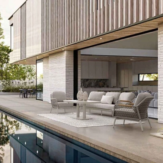 Height-adjustable Talete table in Bizzotto sinterized stone