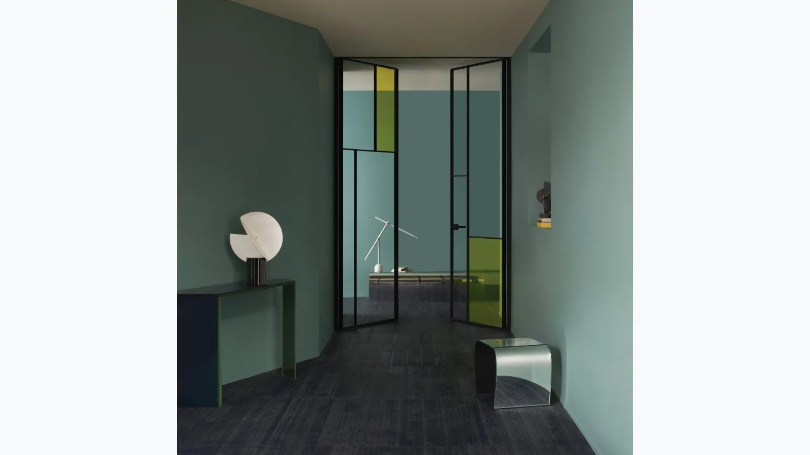 Sherazade Double Swing Plain Patchwork interior door by Glas Italia